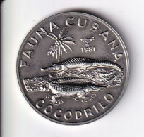 MONEDA DE CUBA DE 1 PESO DEL AÑO 1981 DEL COCODRILO (COIN) (NUEVA - UNC) - Cuba