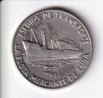 MONEDA DE CUBA DE 1 PESO DEL AÑO 1984 MEDIOS TRANSPORTE - BARCO (COIN) (NUEVA - UNC) - Cuba