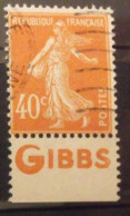 Timbre à Bande Publicitaire. Semeuse 40 C N° 194. Pub Publicité Publicitaires Carnet Pubs. Gibbs. - Autres & Non Classés