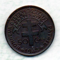 CAMEROUN, 50 Centimes, Bronze, Year 1943, KM # 4 - Camerún