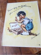 Affiche Originale  Par Germaine BOURET  " Mangez Des Gâteaux Plus Souvent  "   Dim. 40 X 30cm (Imprimerie Wolf SICAR ) - Zeichnungen