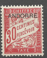 ANDORRE TAXE N° 3 NEUF** Sans CHARNIERE / Hingeless  / MH - Ungebraucht