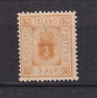 Iceland 1876 3s Official Perf 14x13.5 MH 15546 - Unused Stamps