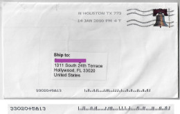 USA United States 2010 Cover From Houston To Hollywood Forever Stamp Liberty Bell Electronic Sorting Marks - Lettres & Documents