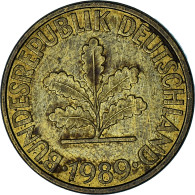 République Fédérale Allemande, 10 Pfennig, 1989, Hambourg, Brass Clad Steel - 10 Pfennig