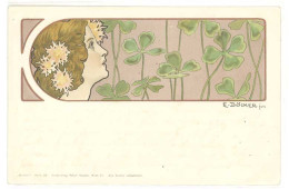 DOCKER E. - Femme Et Trèfles à 4 Feuilles  -  Art Nouveau -  (6) - Doecker, E.