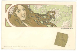 DOCKER E. - Femme Et Fleurs   -  Art Nouveau - Rehaussée Sceaux Or En Relief (Rare)  (7) - Döcker, E.