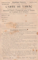 CPA Carte De Tabac 1918 Donnant Droit à L'achat Du Tabac Fumer Priser Chiquer Combustions Indirectes - Dokumente