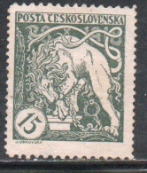 CZECH REPUBLIC REPUBBLICA CECA CZECHOSLOVAKIA CESKA CECOSLOVACCHIA 1919 BOHEMIAN LION BREAKING ITS CHAINS 15h MH - Ongebruikt