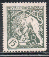 CZECH REPUBLIC REPUBBLICA CECA CZECHOSLOVAKIA CESKA CECOSLOVACCHIA 1919 BOHEMIAN LION BREAKING ITS CHAINS 15h MH - Ongebruikt