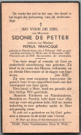Bidprentje Denderleeuw - De Petter Sidonie (1865-1943) - Devotieprenten