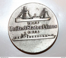 Bel Insigne Broche "United States Lines 1873-1973" Compagnie Transatlantique De Paquebot - Liner - G. Delluc Ed. Paris - Boats