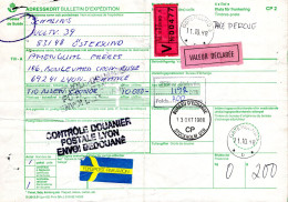 Svezia (1988) - Bollettino Pacchi Da Östersund Per La Francia - Storia Postale