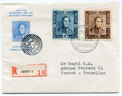 1949 R- Enveloppe 1849-1949 Eeuwfeest - Gent 1 Naar Forest - Gefr. 4 Fr En 1.75 Fr Nrs 808 + 810 - 14 Lijnenstempel 45 - Covers & Documents
