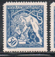 CZECH REPUBLIC REPUBBLICA CECA CZECHOSLOVAKIA CESKA CECOSLOVACCHIA 1919 BOHEMIAN LION BREAKING ITS CHAINS 50h MH - Unused Stamps