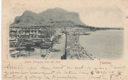 PALERMO-MONTE PELLEGRINO VISTO DAL MOLO-CARTOLINA VIAGGIATA IL 22-3-1900 - Palermo