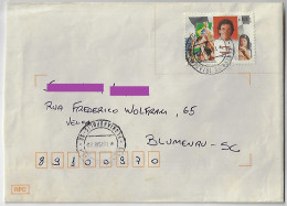 Brazil 1995 Cover From Florianópolis To Blumenau Stamp Tribute To Ayrton Senna Motor Racing Formula 1 Car Sport - Cartas & Documentos