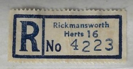 Great Britain Registered Label Of The Rickmansworth City In Hertfordshire - Altri & Non Classificati