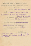 Carte Correspondance Commerciale Septembre 1914 De La Société D'Ardoisière De L'Anjou Angers (49) Pour Doué La Fontaine - Sonstige & Ohne Zuordnung