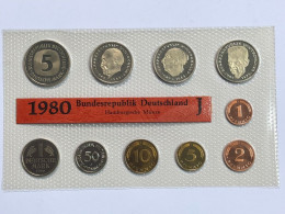 BRD - GERMANIA FEDERALE - 1980 J PROOF - Set Di Monete Divisionali - Münz- Und Jahressets