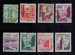 FRENCH MOROCCO 1943-1953 SCOTT 188,251,276,277,299,35,316,371 STAMPS CANCELLED - Usados