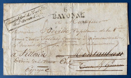 1824 Lettre D'armée De MADRID + Marque Encadrée " CAISSIER Ppal Des Services Près / De L'Armée D'Espagne + DEBOURSÉ RR - Sellos De La Armada (antes De 1900)