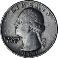 États-Unis, Quarter, Washington Quarter, 1967, U.S. Mint, Cupronickel Plaqué - 1932-1998: Washington