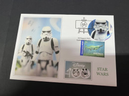 4-10-2023 (3 U 17) Australia - 2023 - Star War Sticker On Cover - Disney Centenary 29-8-2023 (from Stamp Pack) - Cartas & Documentos