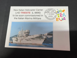 4-10-2023 (3 U 17) New Italian Helicopter Carrier LHD Trieste (L 9890) To Be Soon Commissionned Marina Militare - Otros (Mar)