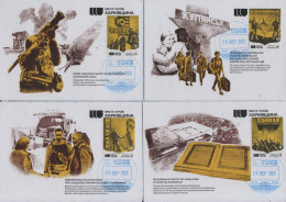 UKRAINE Maxicards 4 R-post Cards SC Kharkiv Region. Cities Of Heroes. Rus Invasion War. Kharkiv. 2023 - Ukraine