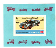 Yemen Kingdom,cat 678  1969 Motorcycle And Car Drivers Minisheet Imperforated, Mint Hinged - Yémen