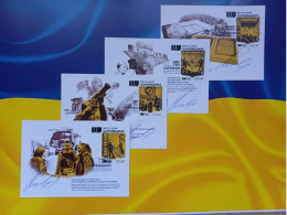 Cities Of Heroes Kharkiv Region Set 4 Maxicards Cartes-maximum  Ukraine 2023   Signed By General Director Of Ukrposhta - Ukraine
