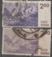 INDIA USED STAMP IN TWO DIFFERENT SHADES ON HIMALAYA MOUNTAINS - Collezioni & Lotti