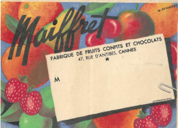06 CANNES PUBLICITE MAIFFRET FABRIQUE DE FRUITS CONFITS ET CHOCOLATS ILLUSTRATEUR FRUITS - Autres & Non Classés