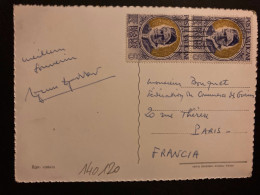 CP ROMA Pour La FRANCE TP BEATVS PIVS PPX 6 Paire OBL.MEC.14 IV 1953 - Lettres & Documents