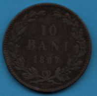 ROMANIA 10 BANI 1867 WATT & CO KM# 4  Carol I - Romania