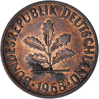 République Fédérale Allemande, 2 Pfennig, 1968, Munich, Bronze, TTB, KM:106 - 2 Pfennig