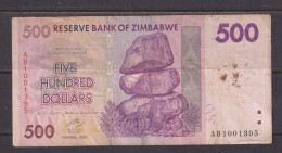 ZIMBABWE - 2007 500 Dollars Circulated Banknote As Scans - Zimbabwe