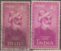 INDIA USED STAMP IN TWO DIFFERENT SHADES ON GHALIB( INDIAN POET) - Colecciones & Series