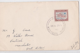 Western Samoa Apia Lettre Par Avion Timbre Cartographie Cartography Stamp Air Mail Cover 1939 - Samoa