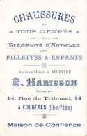 Publicité " Chaussures E. HARISSON Anc Maison A. SEVESTRE 14 Rue Du Tribunal à Fougères " Sur CPA Illustrateur Enfant - Fougeres