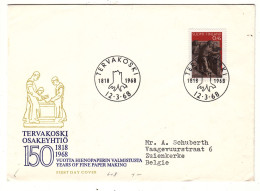 Finlande - Lettre De 1968 - Oblit Tervakoski - Fabrique De Papier - - Briefe U. Dokumente