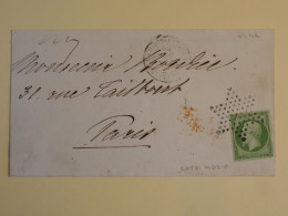 C FRANCE BELLE LETTRE RARE  ENV. 1862 ETOILE DE PARIS N°12  NAPOLEON 5C +AFFR. PLAISANT  ++ - 1853-1860 Napoléon III