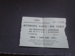 Bus Ticket Jugoslovenski Aerotransport  JAT Office Airport - Europe