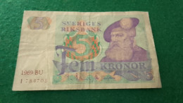 İSVEÇ 1969-          5 KRONOR      F - Suède