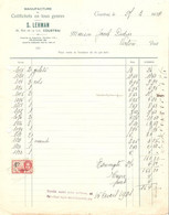 Facture 1934 S. Lehman Courtrai Manufacture De Colifichets En Tous Genres > Virton  + TP Fiscal - Petits Métiers