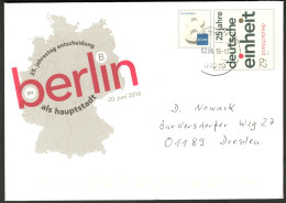 BUND 2016 62+8Pf-Umschlag O " 25.Jahrestag Entscheidung Berlin Als Hauptstadt " - Umschläge - Gebraucht
