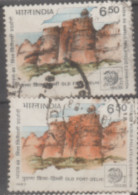 INDIA USED STAMP IN TWO DIFFERENT SHADES ON  India '89 Int. Stamp Exhibition, New Delhi - Delhi Landmarks/OLD FORT - Lots & Serien