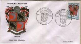 MADAGASCAR Série Armoiries: Blason TULEAR. Enveloppe 1er Jour, FDC -15/05/1964 - Madagaskar (1960-...)