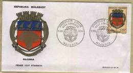 MADAGASCAR Série Armoiries:  Blason MAJUNGA. Enveloppe 1er Jour, FDC -15/05/1964 - Madagascar (1960-...)